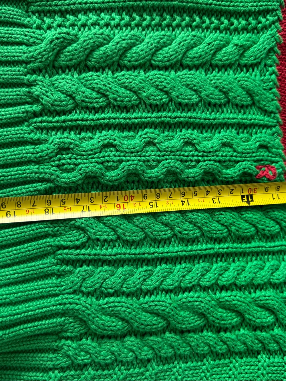 Polo Ralph Lauren Green Cable Knit Flag Sweater - Picture 9 of 10